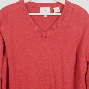 Viyella Men's Luxury V-neck Sweater XL Red Solid 100% Merino Wool EUC